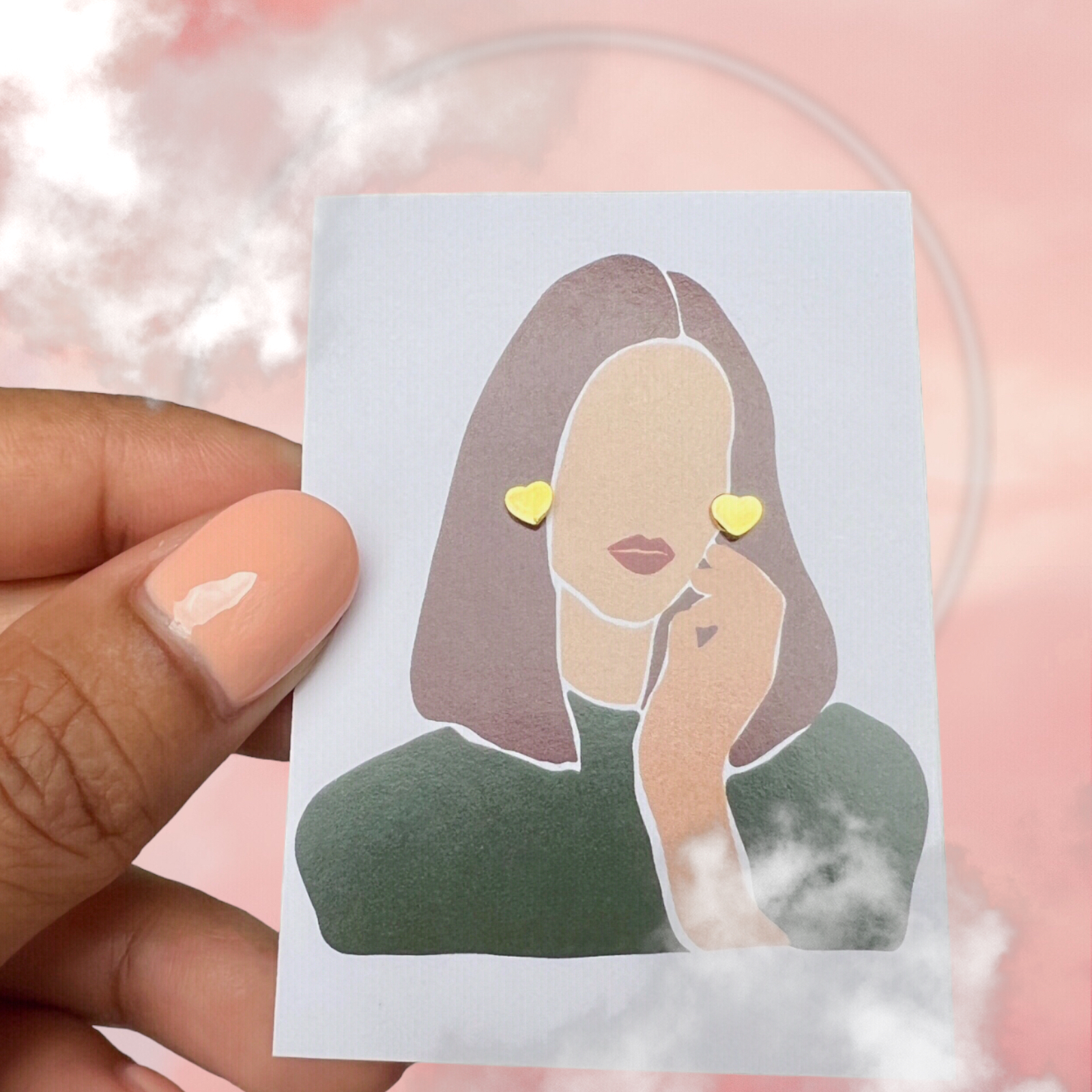 20K Solid Gold Heart Stud Earrings