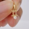 10k solid gold gemini pearl pendant necklace – au 417 zodiac twins sign, june birthstone natural pearl, minimalist fine jewelry gift