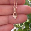 10k solid gold libra opal pendant necklace – au 417 scales zodiac design with natural opal, dainty october birthstone jewelry