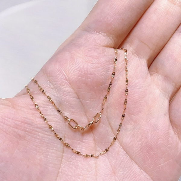 18k solid gold sparkle chain necklace: au 750 yellow gold kiss link collar chain