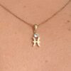 10k solid gold pisces aquamarine pendant – au 417 zodiac necklace with two fish design, natural aquamarine march birthstone jewelry