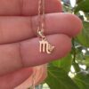 10k solid gold scorpio necklace – au 417 zodiac scorpion pendant with natural yellow sapphire, november birthstone jewelry gift