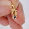 10k gold virgo pendant necklace: blue sapphire zodiac charm