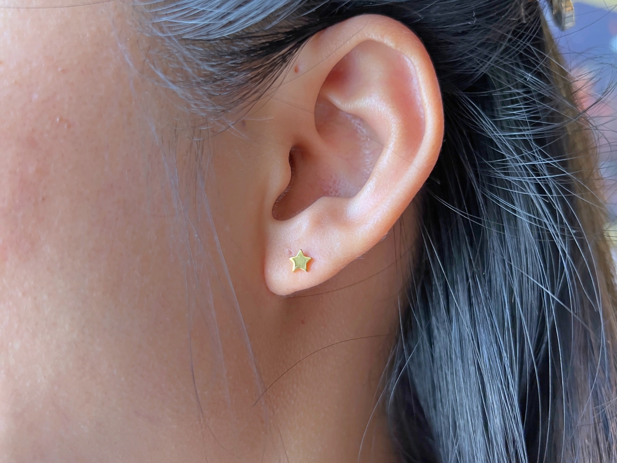 21.6k solid gold star studs: dainty minimalist earrings