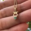 10k solid gold taurus emerald pendant necklace – au 417 bull zodiac sign, may birthstone emerald, dainty gold zodiac jewelry gift