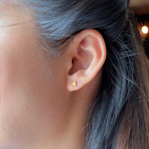 21.6k solid gold triangle stud earrings: handmade minimalist jewelry