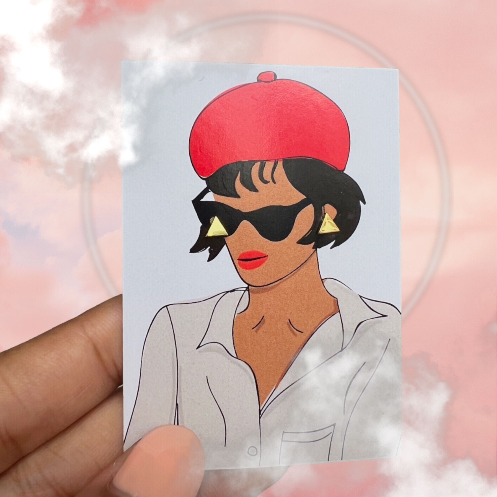 21.6k solid gold triangle stud earrings: handmade minimalist jewelry