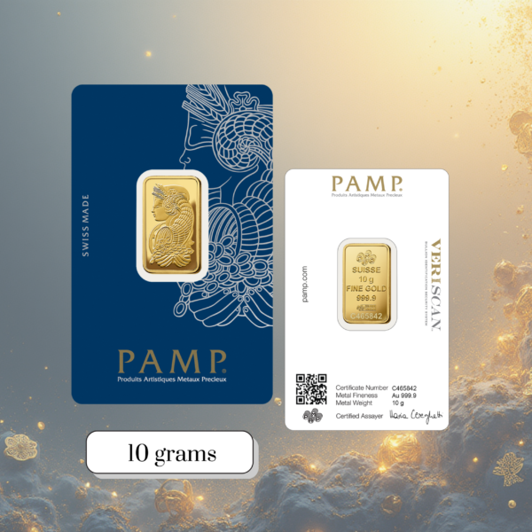 10g PAMP Suisse Lady Fortuna gold bar 24K Au 999.9 fine gold sealed CertiPAMP authentic Swiss gold bar Goldnuine