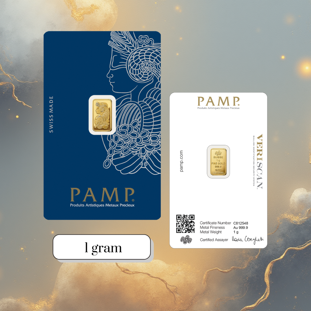 1g PAMP Suisse Lady Fortuna gold bar 24K Au 999.9 fine gold sealed CertiPAMP authentic Swiss gold bar Goldnuine