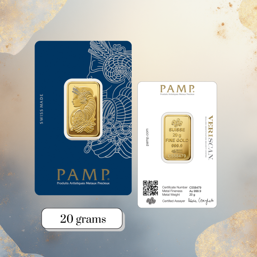 20g PAMP Suisse Lady Fortuna gold bar 24K Au 999.9 fine gold sealed CertiPAMP authentic Swiss gold bar Goldnuine
