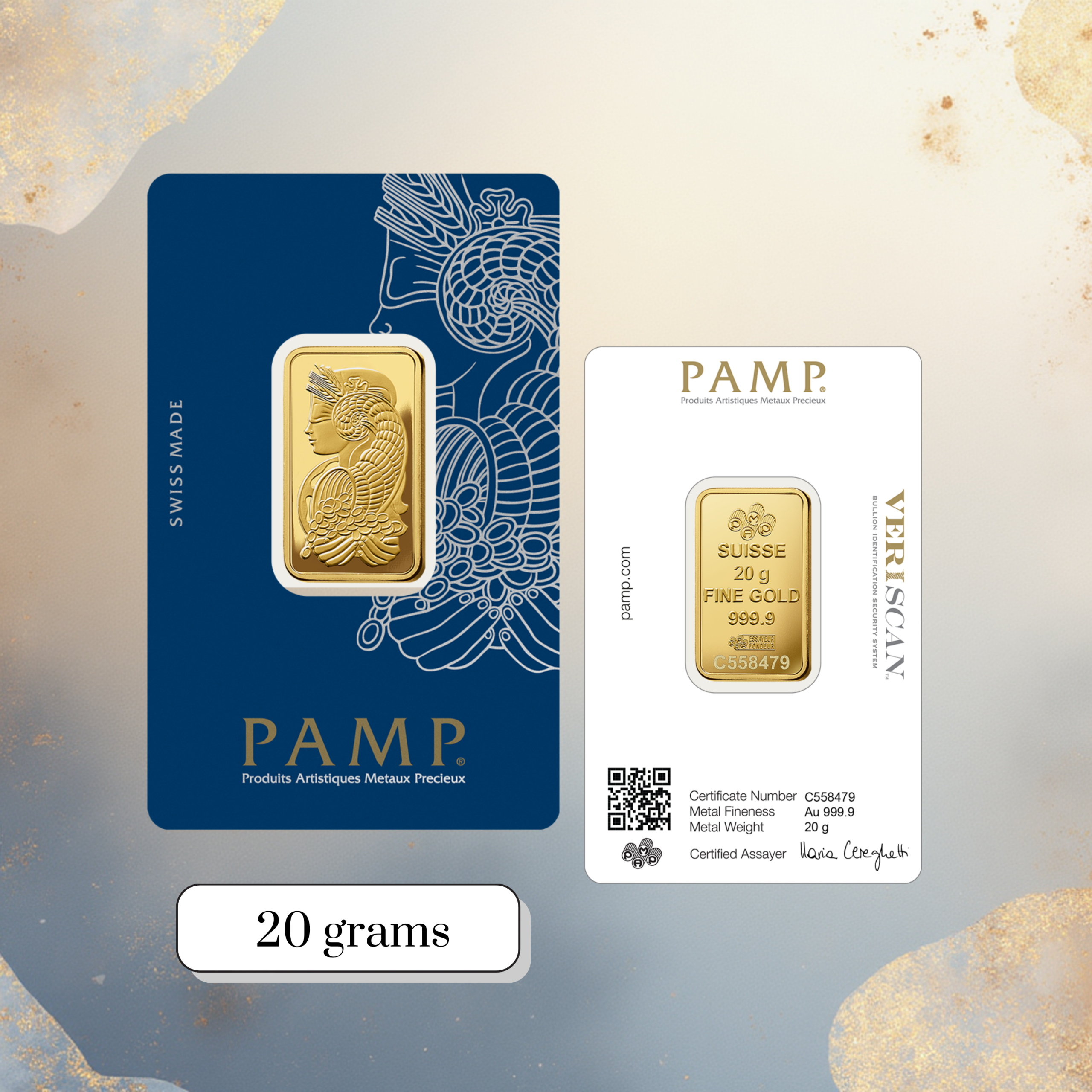 20g PAMP Suisse Lady Fortuna gold bar 24K Au 999.9 fine gold sealed CertiPAMP authentic Swiss gold bar Goldnuine