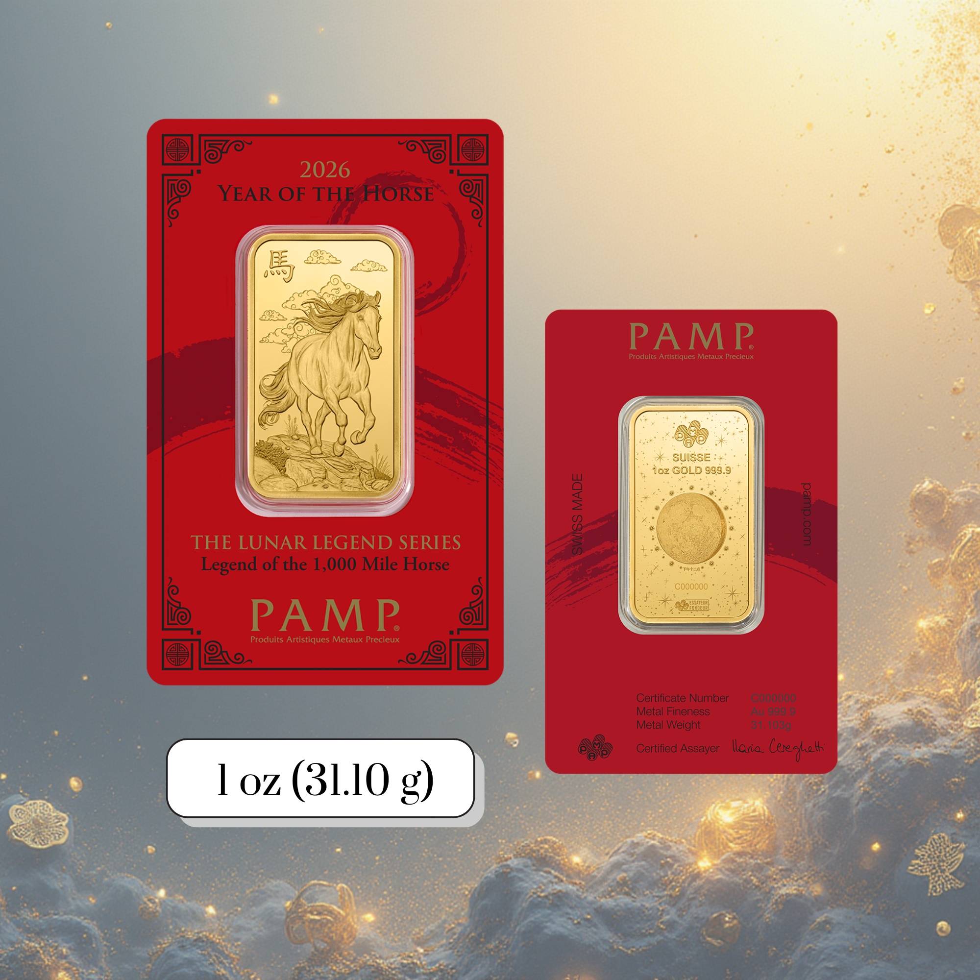 1oz gold bar year of the horse