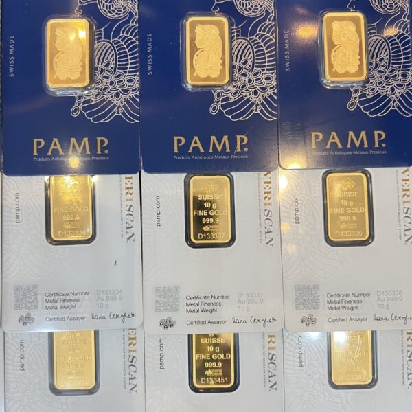 10g PAMP Suisse Lady Fortuna gold bar 24K Au 999.9 fine gold sealed CertiPAMP authentic Swiss gold bar Goldnuine