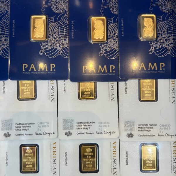 5g PAMP Suisse Lady Fortuna gold bar 24K Au 999.9 fine gold sealed CertiPAMP authentic Swiss gold bar Goldnuine